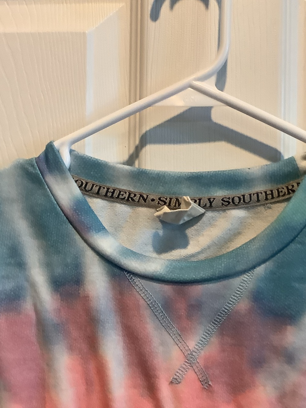 Simply Southern Tie-Dye 'Happy Vibes' Pullover in Pink, Blue, Purple - Picture 2 of 6